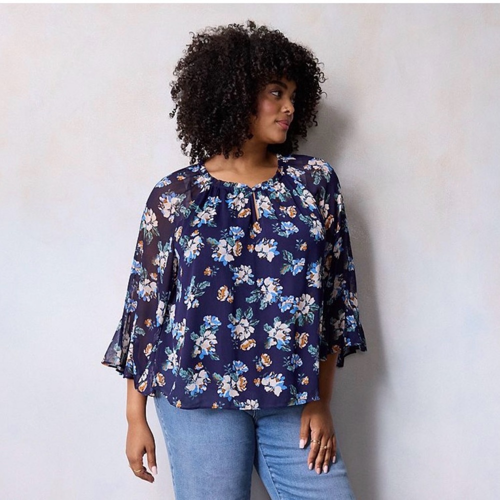 Floral Navy Blue Women's Top